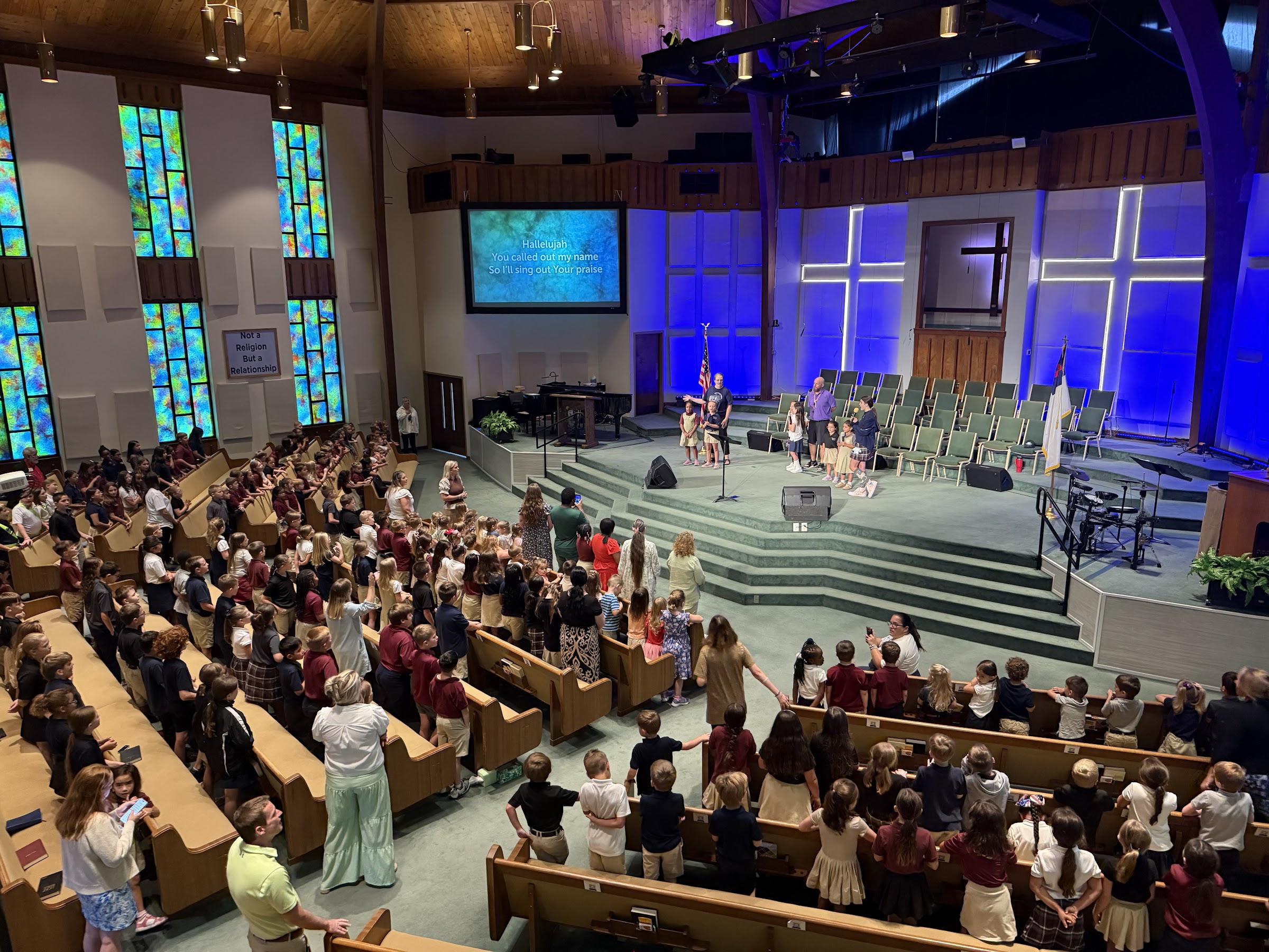 Belleview Christian Academy students and families in chapel