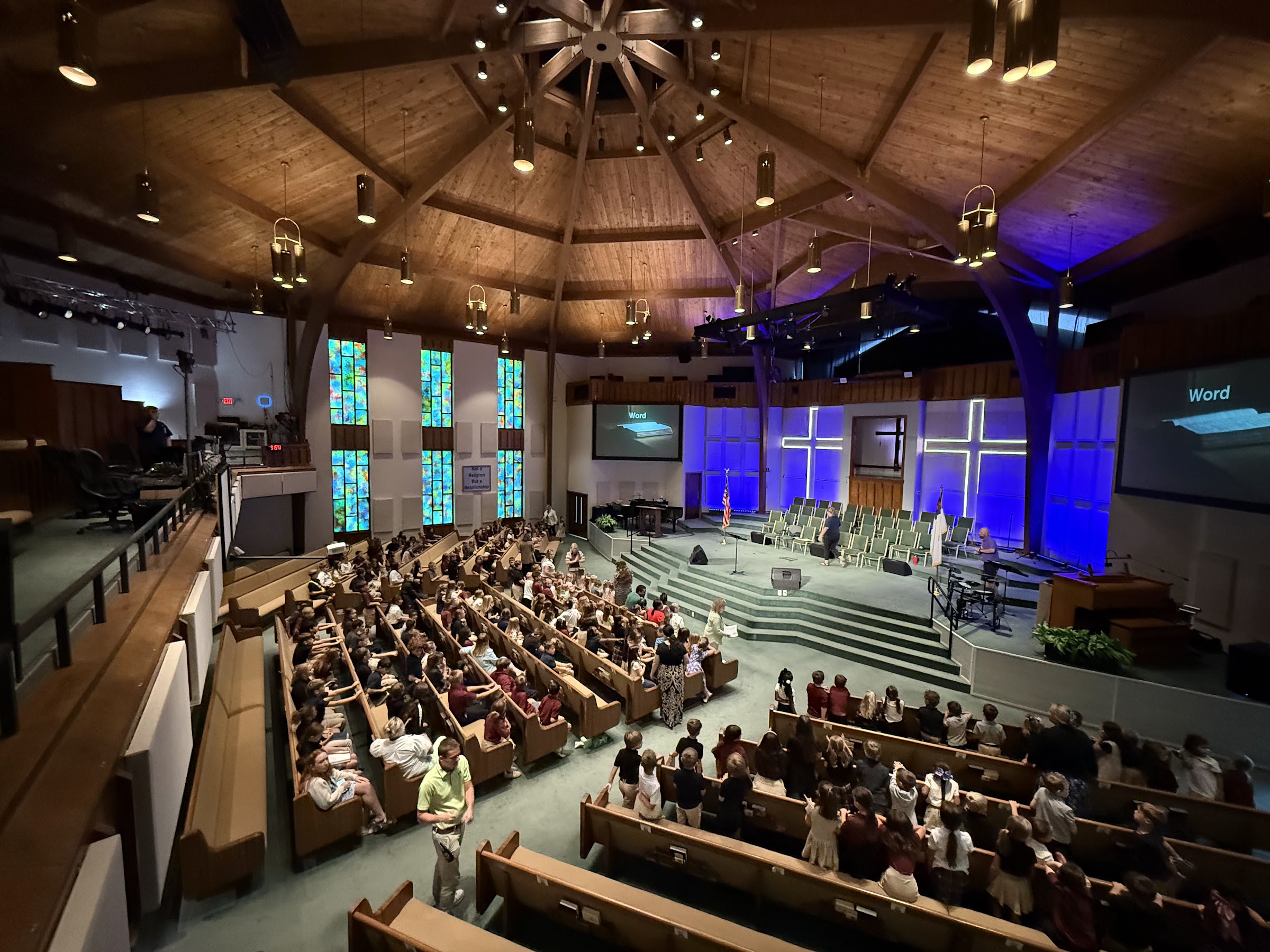 Students and families gathered for chapel at Belleview Christian Academy
