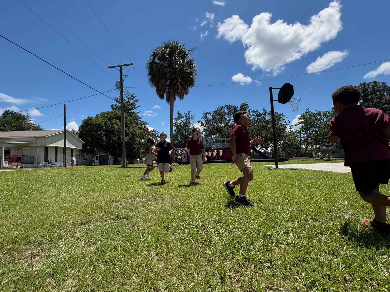 Students playing on the field at Belleview Christian Academy
